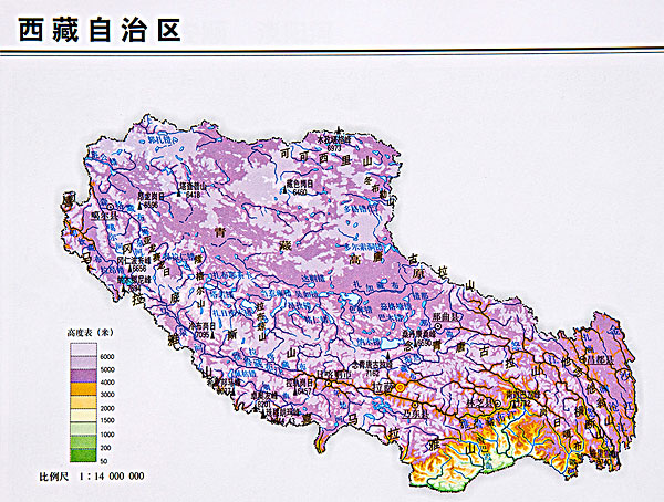 西藏地形图图片