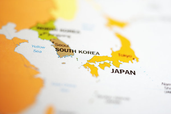 地图,日本,韩国