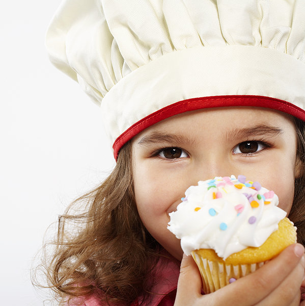 厨师帽,吃,蛋糕