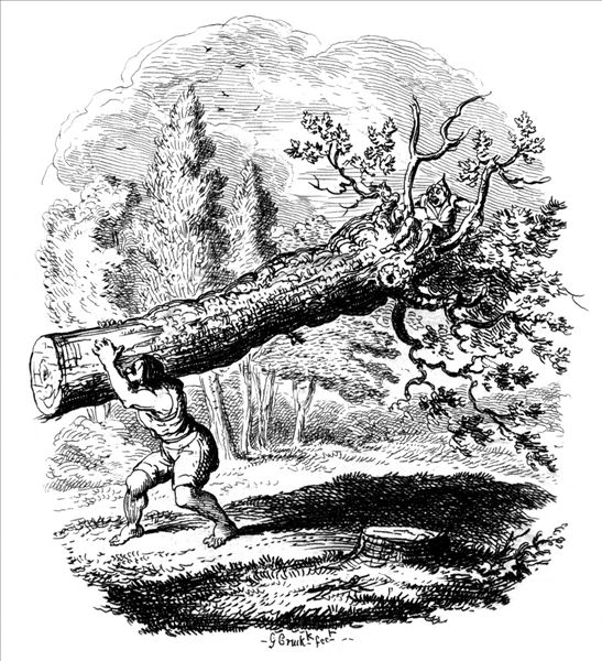 男人,大树,树干,肩部,19世纪,艺术家