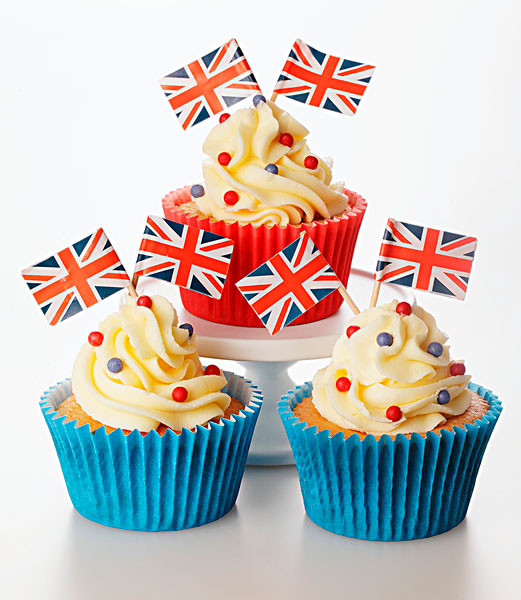 杯形蛋糕,装饰,英国国旗