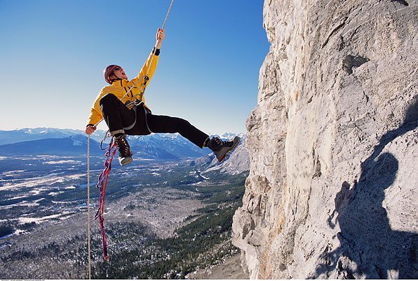男人,攀岩,落基山脉,加拿大
