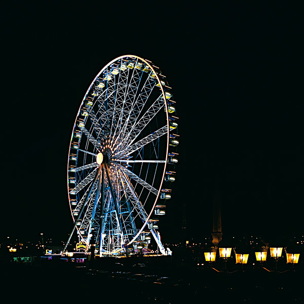 巴黎,摩天轮,夜晚,法国