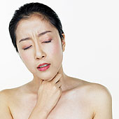 特写,女青年,困苦,嗓子痛